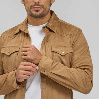 The Nelson - Light Weight Microsuede Shirt Jacket - Bisque