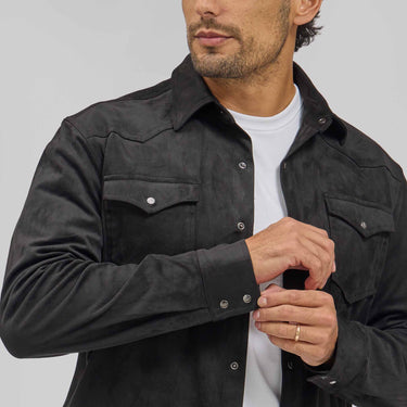 The Nelson - Light Weight Microsuede Shirt Jacket - Black