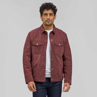 The Strauss - Suede Trucker Jacket - Maroon