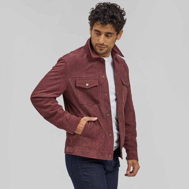 The Strauss - Suede Trucker Jacket - Maroon