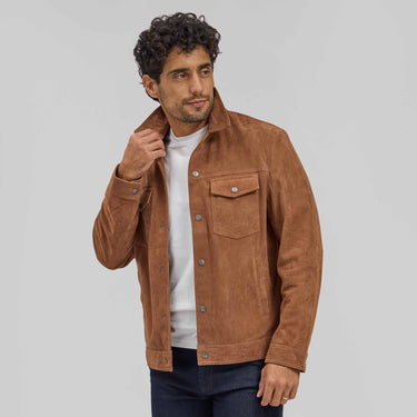 The Strauss - Suede Trucker Jacket - Saddle