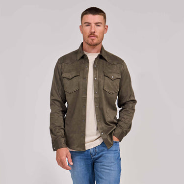 The Wyatt Lite - Feather Weight Microsuede Shirt Jacket - Green