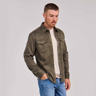 The Wyatt Lite - Feather Weight Microsuede Shirt Jacket - Green