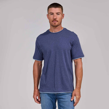 The Luxe Supima - Heather Double Trim Tee - Navy/Blue