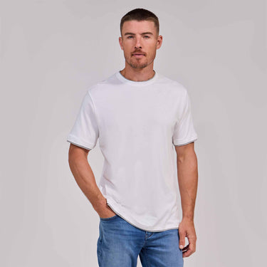 The Luxe Supima - Heather Double Trim Tee - White/Grey