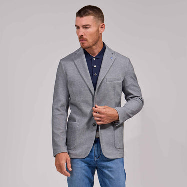 The Luca - Knit Pique Soft Jacket - White/Grey