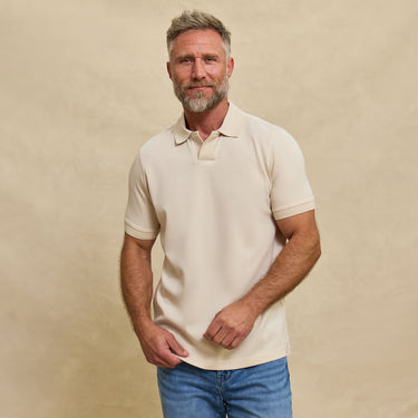 The Yates - Sand Washed Double Knit SS Polo - Sand