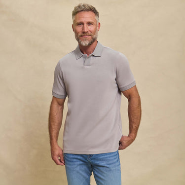 The Yates - Sand Washed Double Knit SS Polo - Grey