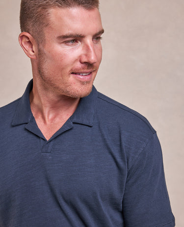 The Brady - Distressed SS Polo - Navy