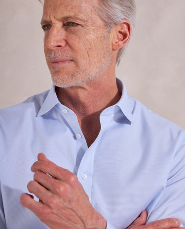 The Brookes - Thomas Mason Micro Check Journey Dress Shirt - Blue