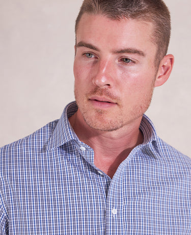 The Brookes - Thomas Mason Multi Check Journey Dress Shirt - Navy/Blue