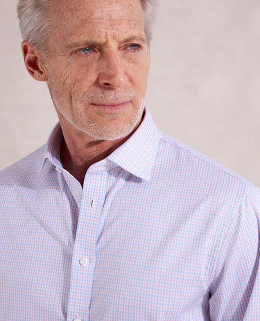 The Brookes - Thomas Mason Multi Gingham Dress Shirt - Blue/Pink