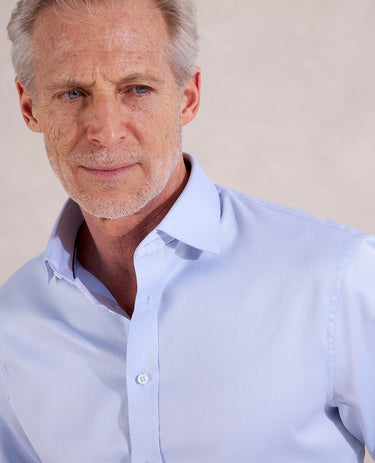 The Brookes - Thomas Mason Solid Diamond Texture Dress Shirt - Blue