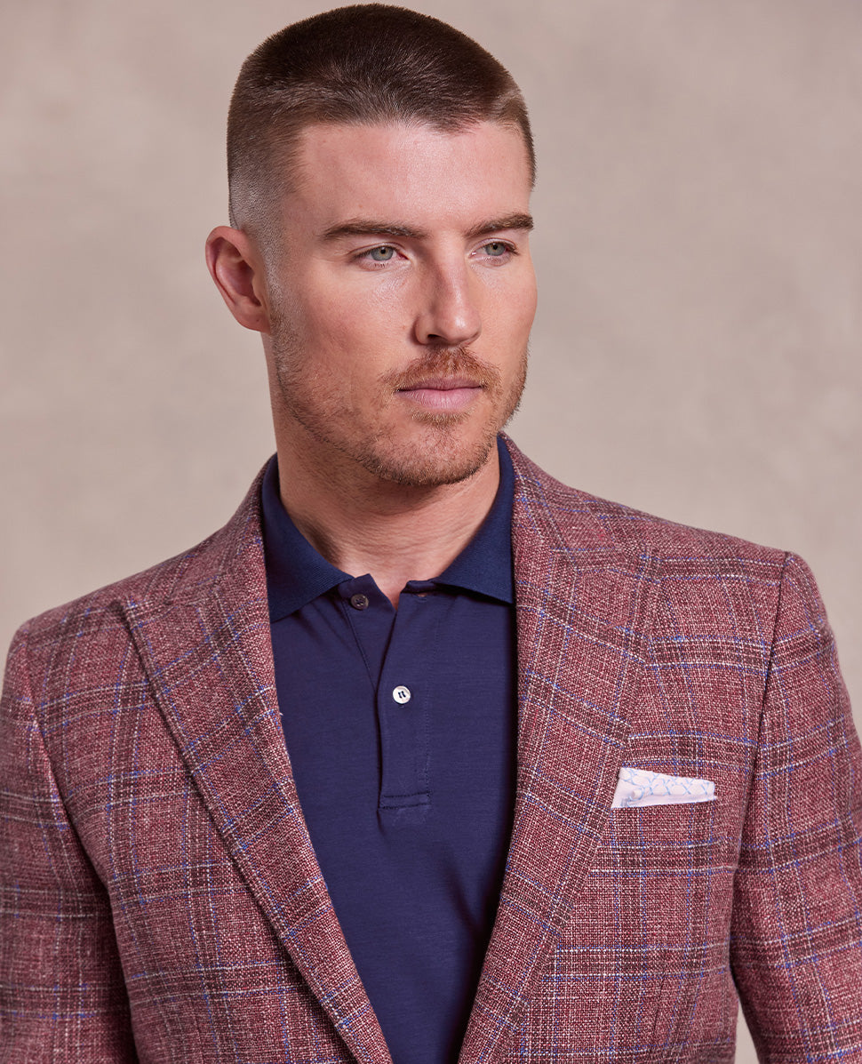 The George - Hopsack Glencheck Jacket - Red – Rye 51