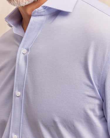 The Hayden - Non-Iron Knit Shirt - Blue White