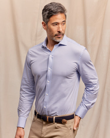 The Hayden - Non-Iron Knit Shirt - Blue White