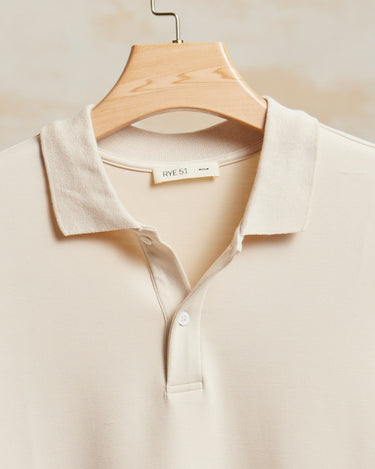The Holden - Stone Washed Double Knit LS Polo - Sand