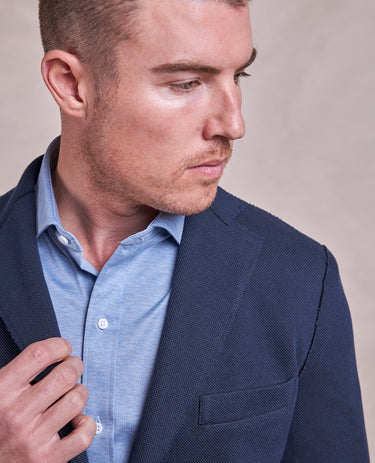 The Luca - Distressed Pique Soft Jacket - Navy