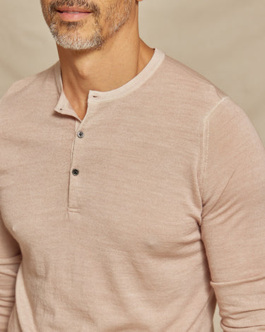 The Maxwell - LS Lightweight MERINOmax Henley Sweater - Light Taupe