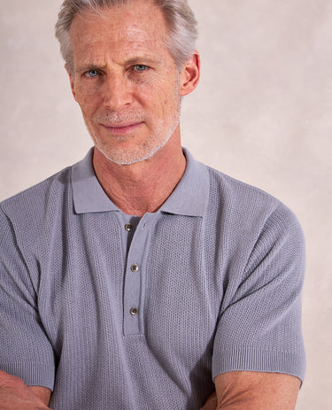 The Travis - Supima Cotton Rib Knit SS Polo - Grey