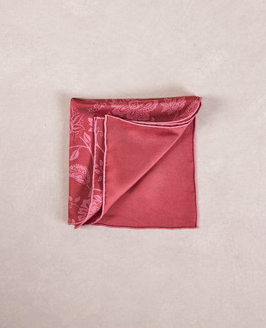 The Silk Pocket Square - Double Face - Red Solid / Floral