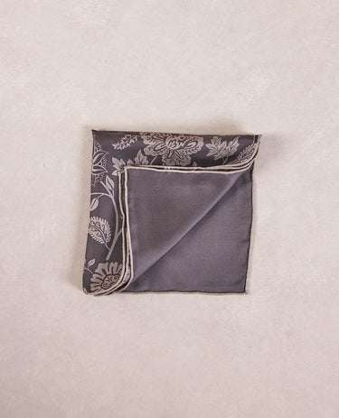The Silk Pocket Square - Double Face - Chocolate Solid / Floral