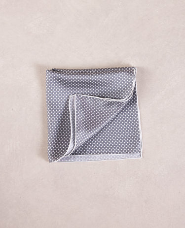 The Silk Pocket Square - Grey w/ White Polka Dot