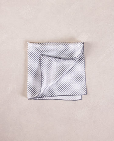 The Silk Pocket Square - White w/ Grey Polka Dot