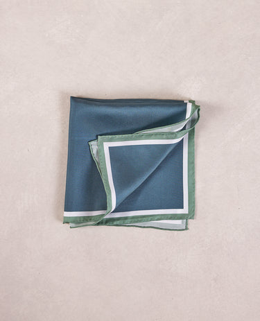 The Silk Pocket Square - Race Stripe Dark Green-White/Olive