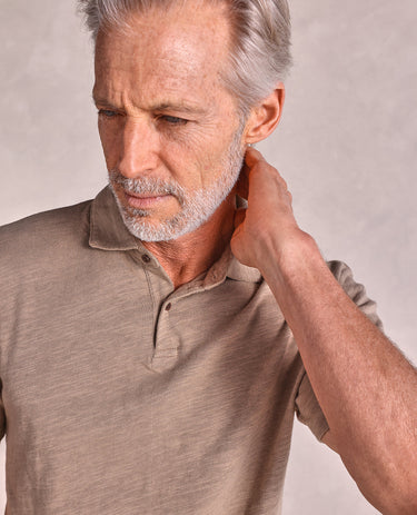 The Bowen - Distressed SS Polo - Tan