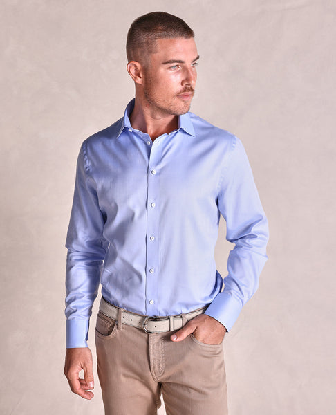 The Brookes - Fine Herringbone Dress Shirt - Blue – Rye 51