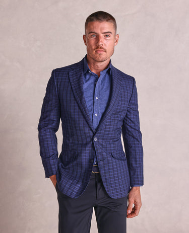The Carter - Textured Check Soft Jacket - Navy/Black