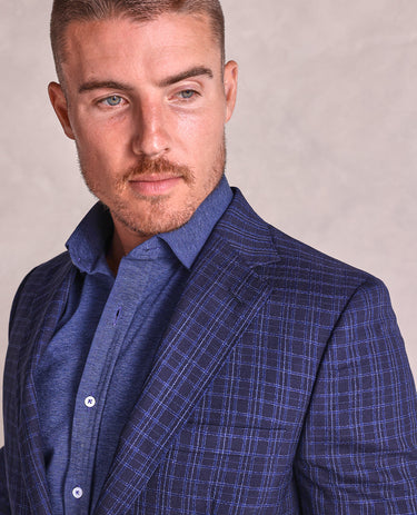 The Carter - Textured Check Soft Jacket - Navy/Black