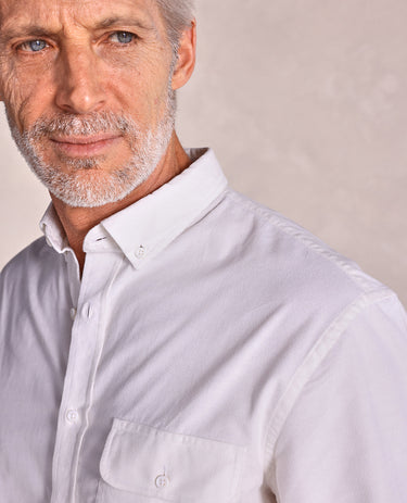 The Dean BD - LS Fine Corduroy Shirt - Ecru