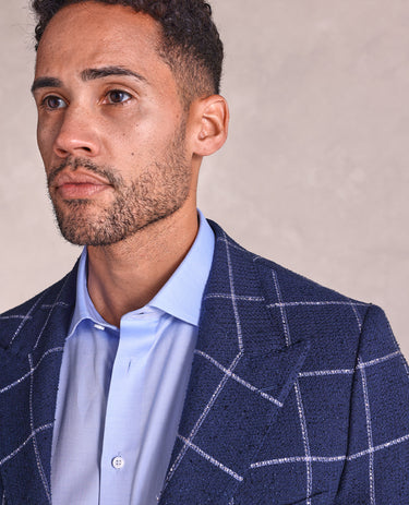 The George - Textured Windowpane Soft Jacket - Navy/Blue
