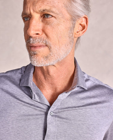 The Hayden - Luxe Jersey Knit Shirt - Grey