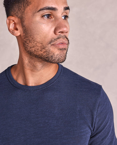 The Jameson - Distressed Crew Neck Tee - Navy