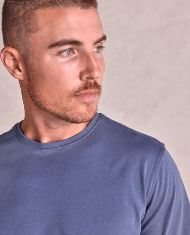 The Luxe Supima - Crew Neck SS Tee - Blue Fog