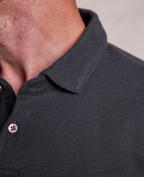 The Mercer - Distressed LS Polo - Black – Rye 51