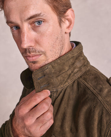 The Thompson - Suede Safari Jacket - Olive