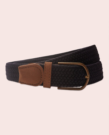 The Voyager belt - Woven Stretch with Suede Trim - Black