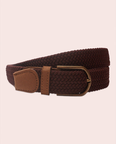The Voyager belt - Woven Stretch with Suede Trim - Burgundy