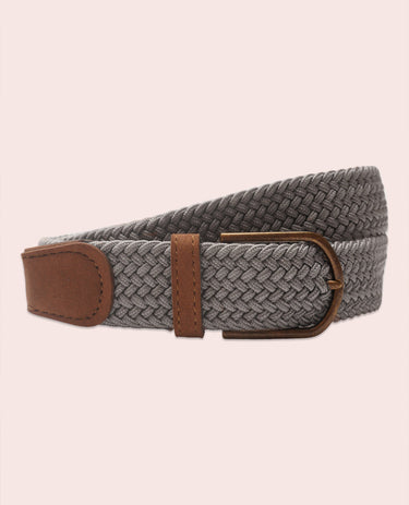 The Voyager belt - Woven Stretch with Suede Trim - Grey