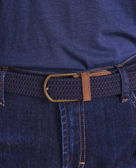 The Voyager belt - Woven Stretch with Suede Trim - Navy