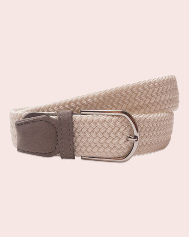 The Voyager belt - Woven Stretch with Suede Trim - White