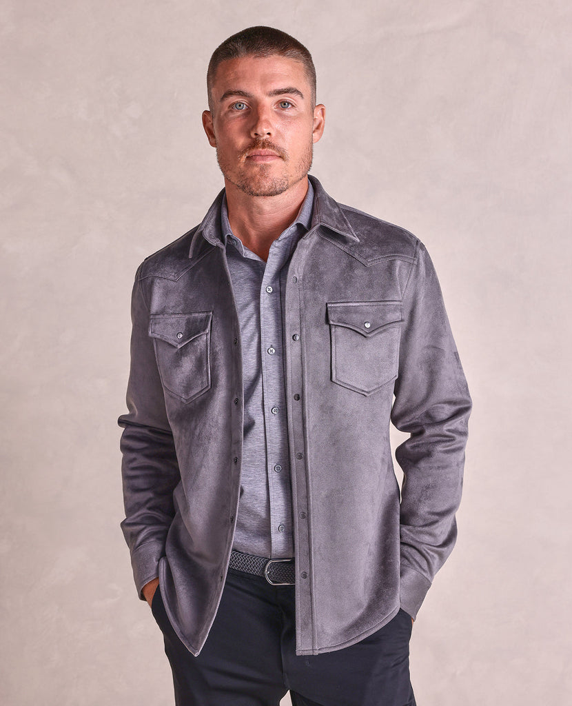 The Wyatt - Microsuede Shirt Jacket - Grey – Rye 51
