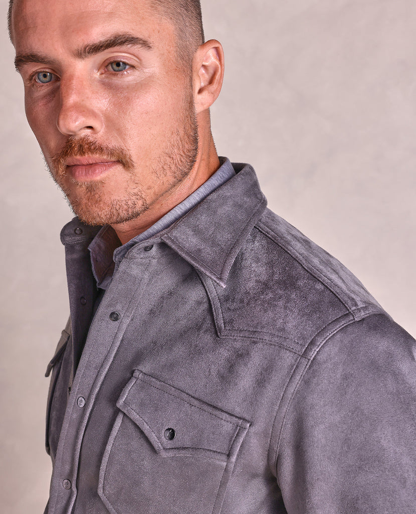 The Wyatt - Microsuede Shirt Jacket - Grey – Rye 51